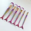 6 pièces ensemble de pinceaux de maquillage de sirène ensembles de pinceaux de maquillage en queue de poisson colorés accessoires d'outils de maquillage mignons