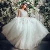 Robe de bal vintage robes de mariée arabes 3D fleurs appliquées perles dos nu robes de mariée Vintage chapelle train grande taille robe de mariée