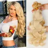 # 613 Blond ryska mänskliga hår wefts 3pcs kroppsvåg 9a ryska blekmedel blond human hår väv buntar billiga blonda mänskliga hårförlängningar