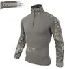 Commercio all'ingrosso Outdoor Camouflage Manica Lunga Frog Suit Uomini Sport Top Tattico Strumento Cargo t Shirt Esercito Militare Combattimento Tee 7 Colori