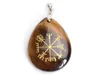 1 Peça Chakra Natural Amethyst Lapis Tiger Eye Stone Greated Viking Rune Vegvisir Talsman Símbolos Reiki Cristal Cura Teardrop Pingente