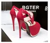 Sexiga Lady Skor High Heel Platform Pumps Röd Bröllop Skor Super Star Prom Gown Dress Storlek 34 till 39