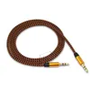 CAR O AUX Extention Cable Nylon flätad 3ft 1M Wired Auxiliary Stereo Jack 3,5 mm Manlig ledning för Andrio Mobiltelefonhögtalare6120360