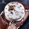 Forsining Fashion Luxury Lancette luminose Rose Golden Men Orologi Top Brand Tourbillion Diamond Display Orologio meccanico automatico + scatola per orologi