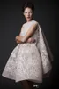 Sleeveless Knee-length Prom Dresses Krikor Jabotian Fashion High Neck Sequin Lace Applique Short Organza Bridal Gowns Custom Made Evening