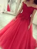 Eye-Catching Red Ball Gown Prom Dresses Sexy Sweetheart Off Shoulder Backless Evening Dresses Lace Appliques Beads Tulle Quinceanera Gowns
