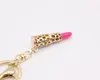 Europe and the United States fashion metal diamond lipstick lipstick key chain bag car pendant key ring R082 Arts and Crafts mix order