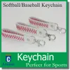 Envío gratis nueva llegada llavero 100pcs / lotYellow con rojo cosido costura Real Leather Softball Sports llavero