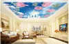 Papel tapiz 3d foto personalizada imagen no tejida El cielo azul nube blanca de rosas murales de pared 3d papel tapiz decoración de la habitación del techo pintura