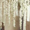 New Arrival Elegant Artificial Hydangea Silk Flower Vine Home Wall Hanging Wisteria Garland 14 colors Available For Wedding Xmas Decoration