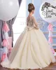 2016 Sheer Neck Beaded Tulle Luxurious Arabic Flower Girl Dresses Vintage Child Pageant Dresses Beautiful Flower Girl Wedding Dresses