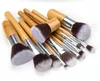 11Pcs Bamboo Makeup Brush Set Professional Facial Cosmetic Brushes Tools Beauty Brushes for Women Make Up Foundation