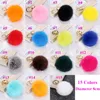 30pcs Lot Cony Hair Ball Key chain Car Key Keychains Multi Color Lovely Rabbit Fur Ball Pendant With Gold Chain Cute Fur Keychains