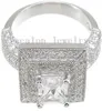 Vecalon ファッション婚約結婚指輪リングセット女性のための 2ct 模擬ダイヤモンド Cz 14KT ホワイトゴールド充填女性の指リング