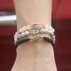 Gros 6mm naturel blanc Howlite marbre pierre perles Micro pavé Zircons Fatima main Hamsa bracelets porte-bonheur fille cadeau