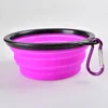 Ny Silicone Folding Dog Bowl Expanderbar kopprätt för husdjursmatare Mat Vattenfoder Portable Travel Bowl Portable Bowl med karabiner