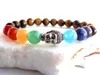 SN0571 Nuovo braccialetto Buddha Chakra Bracciale Chakra occhio di tigre Bracciale per meditazione yoga per ragazze Bracciale Buddha in argento Spedizione gratuita