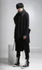 New fashion long trench coat men hip hop black long coat hoodie jacket mens casual wool overcoat hooded manteau homme cappotto