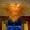 Amber glazen bloem plafondlamp kroonluchters led-verlichting prachtige ontwerp woondecoratie moderne stijl handgeblazen plafondlicht