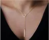 Wholesale-SALE Star Jewelry 1pc New Hot Unique Charming Gold Tone Bar Circle Lariat Necklace Womens Chain Jewelry Gift Cheap Drop Free