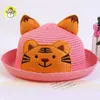 Novo tigre dos desenhos animados crianças chapéu de palha flanging meninos meninas praia chapéu de sol 2-5 Yeas Old Kids Dome Cap KIDS-7 Whosales