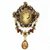 ANTIK GOLD Vintage Stilvolle Heißer Verkauf Frauen Kopf Cameo Brosche Elegantes Geschenk Schal Pin Top Qualität Kristalle Strass Hübsche Pins