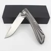 High End New Design D2 Steel Flipper Folding knife 60HRC Satin Black Titnaium Handle EDC Pocket Knife Gift Collectable knives