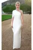 Elegant White Ivory Chiffon Sheath Dresses Evening Wear Simple Cheap One Shoulder Red Carpet Dress Custom Made Party Gowns