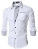 Mens formella affärskjortor Casual Slim Långärmad Dresse Camisa Masculina Asian Size M-4XL