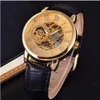 2021 Forseining 3D Logaglack Gold Men Mechanical Watch Montre Homme Mens Zegarki Top Marka Luksusowy Skórzany Szkielet Królewski Projekt