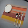 JANKNG4 Pcs/Lot Heat-insulated Tableware Dinner Mat Stripe PVC Placemat Pad Kitchen Dinning Bowl Dish Waterproof Pad Table Mat