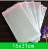 500pcs / lot auto-adhésif joint poly sac opp emballage sacs d'emballage en plastique transparent 16x30.5cm 17x27.5cm 17x32.5cm