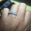Luxury high quality Authentic 10KT white gold filled full gemstone Rings with pave Simulated diamond rings European Women men styl2445