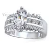 Vecalon mode kvinnor smycken engagemang bröllop bandring 5ct cz diamantring 925 sterling silver kvinnlig fingerring