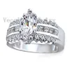 Vecalon mode femmes bijoux fiançailles bague de mariage bague 5ct Cz bague en diamant 925 en argent Sterling femme bague