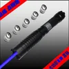 500000m 5in1 450nm Strong power military blue laser pointers LED light Flashlight wicked lazer torch Hunting+5 caps+charger+gift box