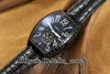 High Quality Black Croco 8880 T BLK CRO Automatic Tourbillon Mens Watch PVD Black Leather Strap Gents Watch Cheap New Watches2459