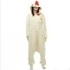 New White Cock Costumi Cosplay Anime Animal Tutina per adulti Donna Uomo Unisex Pigiama Halloween Abito da festa Tuta in pile Pagliaccetto Tuta