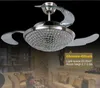 42 inch Modern Ceiling Fans Lights 220V 110V Remove Control Invisible Fan with Crystal Lighting