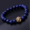 Beaded Charm Buddha Paracord Natural Stone Lion Armband för män Pulseras Hombre Bracciali Uomo Mens Jewelry254T