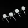 1PC HandMade Groom Boutonniere White Ribbon Rose Wedding Bouquet Flower Groomsmen Corsages Party Prom Man Suit Accessories