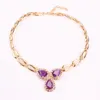 Fashion Purple Gem Austrian Crystal Jewelry Sets Necklace Bracelet Earrings Ring Wedding Party Costume Jewelry Set Boxes