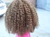 new arrive Mongolian kinky curly hair weft clip in hair extensions unprocessed curly blonde 27# color human extensions can be dyed