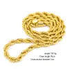 10mm Thick 76cm Long Rope ed Chain 24K Gold Plated Hip hop Heavy Necklace For mens234P