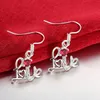 Vente chaude coeur tordu mode 925 boucles d'oreilles STPE045A, est cadeau plein argent sterling femmes pierres précieuses Dangle Chandelier boucles d'oreilles