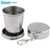 water bottle Stainless Steel Portable Outdoor Travel Camping Folding Collapsible Cup Metal Telescopic Keychain 75ml