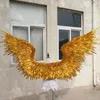 Decoração de festa asa de fada fantasiado ouro asas de penas de anjo para exibição de fotografia de casamento