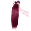Burgundy Wine Red Color 99J Brazilian Virgin Hair Weave Bundles Peruvian Malaysian Indian Silky Straight Remy Human Hair Extensions