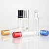 10ML Cubierta de metal de vidrio transparente Botella de aerosol Vacío Claro Atomizador de perfume recargable con bola de acero Viales de vidrio de muestra portátiles b706