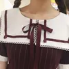 Partihandel-2016 Sommar Kortärmad Stripe Bowknot Lolita Cosplay Uniform